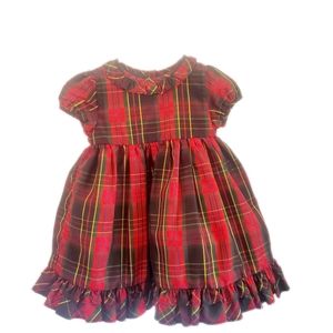 Ralph Lauren red plaid Christmas dress with matching bloomers Size 12 months.